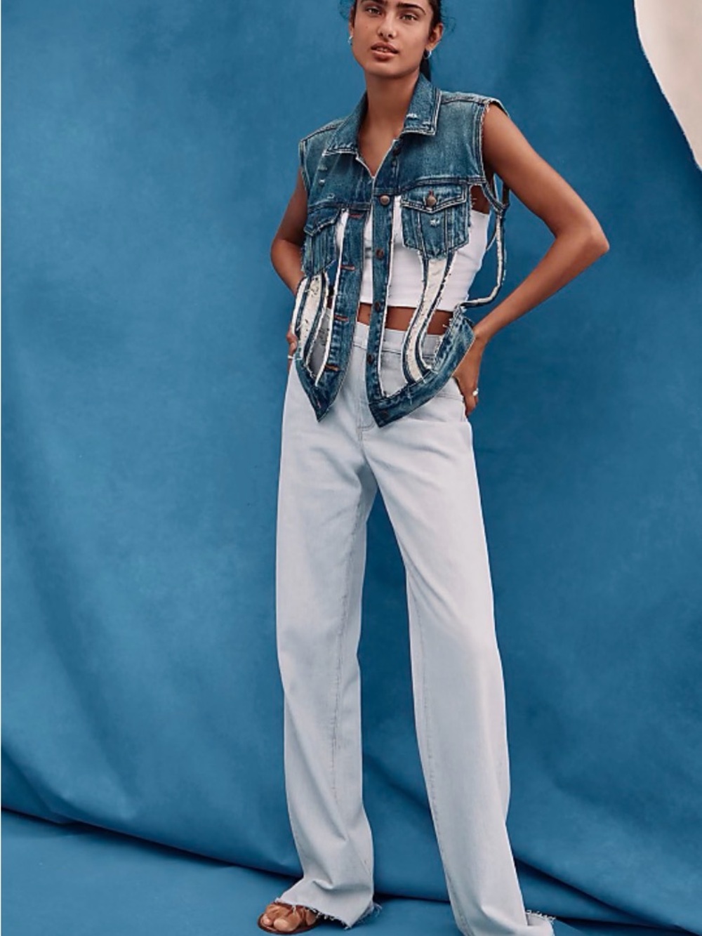 LOFT RIVET Wide-Leg Mid-Rise Jean